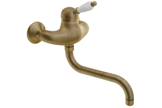 KIRKÉ WHITE nástěnná baterie, bílá páčka, bronz