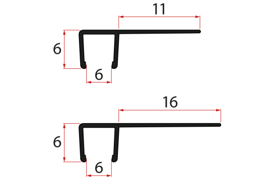 Set svislých těsnění pro sklo 6/6mm, 1900mm, černá (2ks)