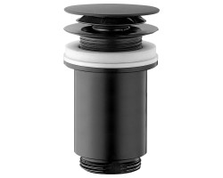 Umyvadlová výpust 5/4“, click-clack, velká zátka, tl. max 80mm, čená mat