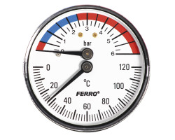 Termomanometr 63mm 1/2" AXIÁLNÍ 0-6bar