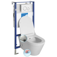 Závěsné WC AVVA CLEANWASH , integr. baterie a bidet. sprška s podomítkovou nádržkou a tlačítkem Schwab, bílá