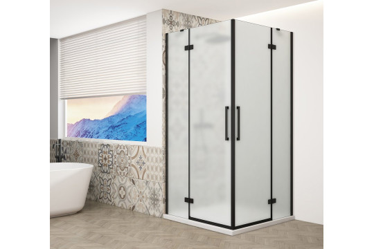 TRINITY BLACK čtvercový sprchový kout 1100x1100mm, rohový vstup, matné sklo