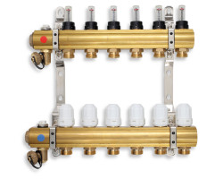 Rozdělovač 7-cestný s regul.šroubením s průt.a uzav.ventily bez kul.