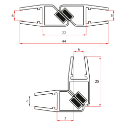Set magnetických těsnění pro sklo 6/6mm, 1900mm (2ks)
