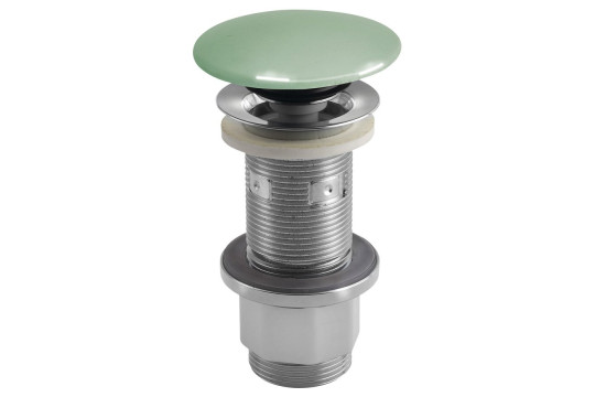 Umyvadlová výpust 5/4“, click-clack, betonová zátka, 10-80mm, zelená pololesk