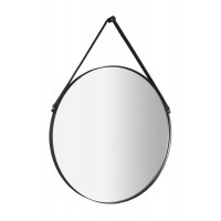 ORBITER zrcadlo kulaté s koženým páskem, ø 60cm, černá mat