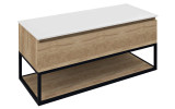 SKARA umyvadlová skříňka s deskou Rockstone 110x50x45cm, černá mat/dub alabama/bílá mat