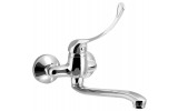 AQUALINE 35 nástěnná baterie rozteč 100 mm, lékařská páka, ramínko ploché zvýšené, 220 mm, chrom