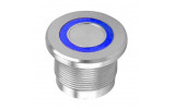 Piezoelektrické tlačítko z nerez oceli, modré prstenc. podsvícení 12 V LED, IP68