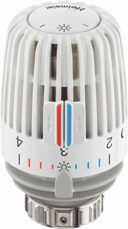 HEIMEIER K termostatická hlavice 6°C-28°C, s čidlem, zabezpečení se 2 šroubky v matici, bílá 6040-00.500