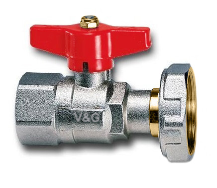 V&amp;G Guľový kohút 1/2&quot; s prevlečnou matkou 3/4&quot; k vodomeru, PN30 12501234