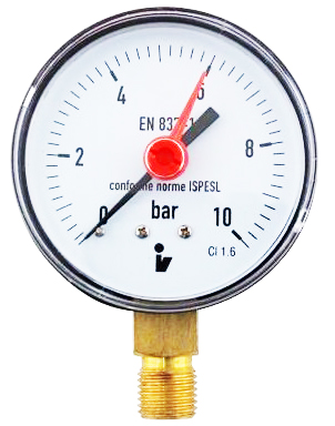 SITEM Manometr (tlakoměr) d63mm 0-10 BAR SPODNÍ vývod 1/4&quot; - voda, vzduch M6310S