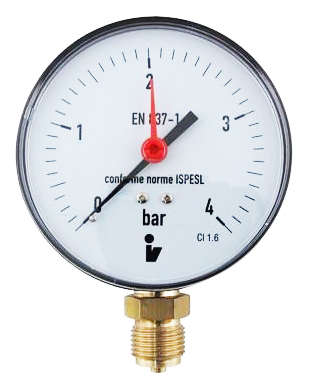 SITEM Manometr (tlakoměr) d63mm 0-4 BAR SPODNÍ vývod 1/4&quot; - voda, vzduch M6304S