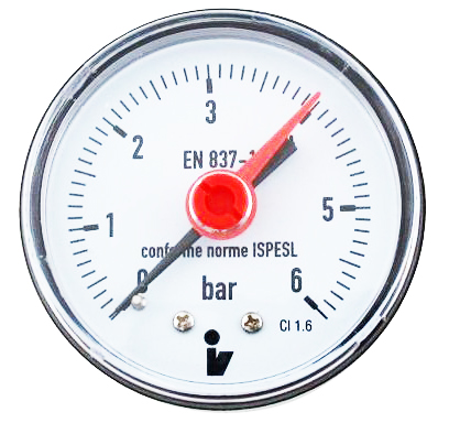 SITEM Manometr (tlakoměr) d50mm 0-6 BAR ZADNÍ vývod 1/4&quot; - voda, vzduch M5006Z