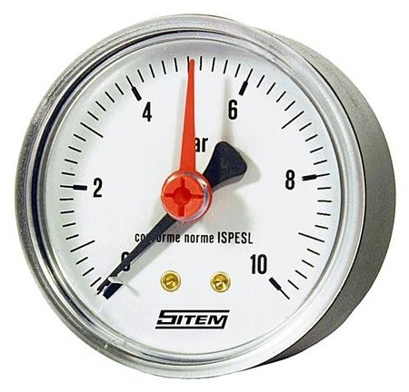 SITEM Manometr (tlakoměr) d50mm 0-10 BAR ZADNÍ vývod 1/4\