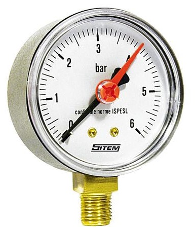 SITEM Manometr (tlakoměr) d100mm 0-6 BAR SPODNÍ vývod 1/2\