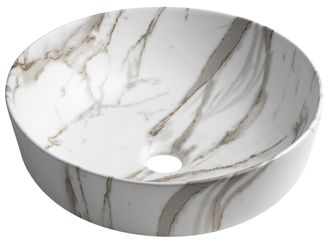 Levně RONDEA keramické umyvadlo na desku Ø 41cm, bianco carrara AR445BC