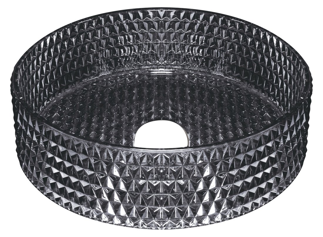 MARAGUA sklenené gravírované umývadlo, priemer 39,5 cm, čierna TY214