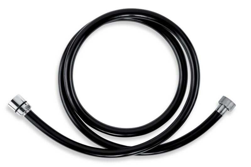 Sprchová hadica plastová 150 cm čierna-chróm PVC/150,5