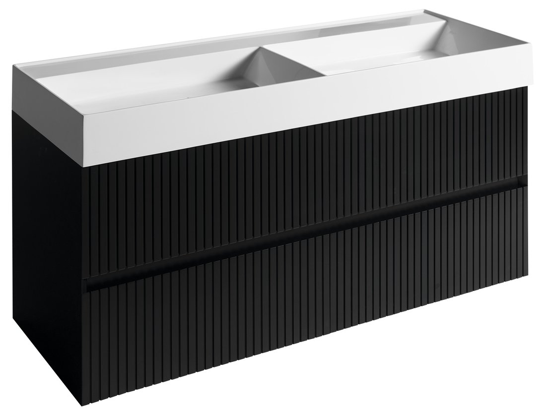 FILENA dvojumývadlová skrinka 118x51, 5x43cm, čierna mat strip FID1212BS