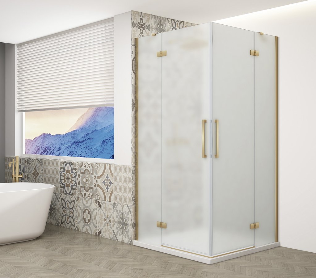 TRINITY GOLD MATT čtvercový sprchový kout 800x800mm, rohový vstup, matné sklo GT2280-80M-G