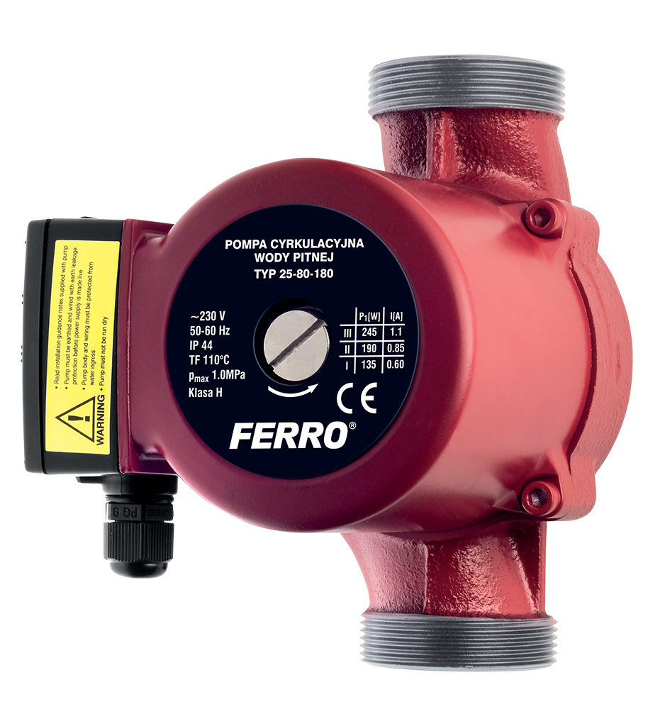 Ferro Cirkulačné čerpadlo pre pitnú vodu, 25-80 180 mm (2 &quot;) W0301