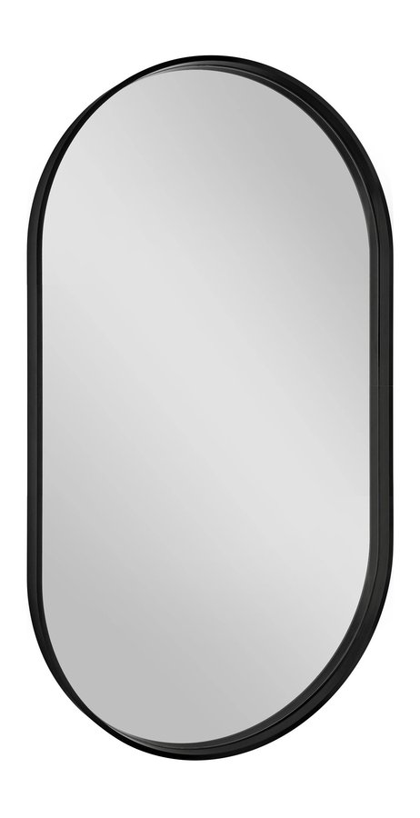 AVONA oválne zrkadlo v ráme 40x70cm, čierna mat AV400