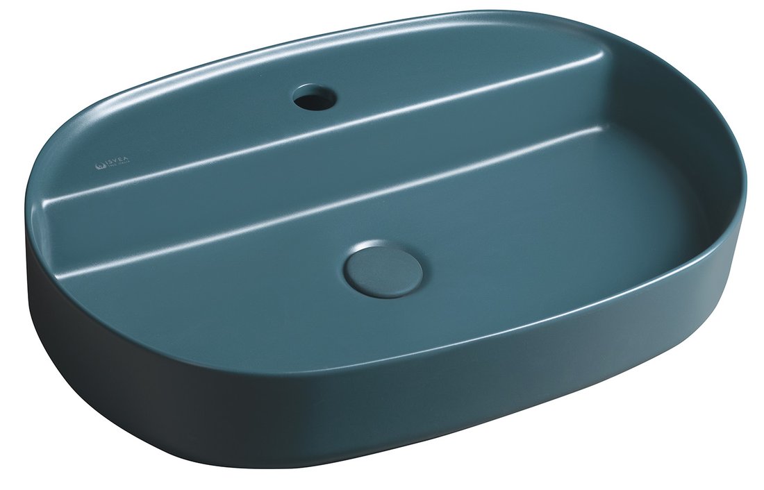 INFINITY OVAL keramické umývadlo na dosku, 60x40 cm, zelená petrol 10NF65060-2P