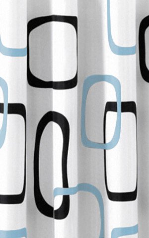Sprchový záves 180x200cm, polyester, biela / čierna / modrá ZP004