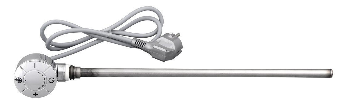 Levně Elektrická topná tyč s termostatem, rovný kabel, 400 W, chrom LT67444