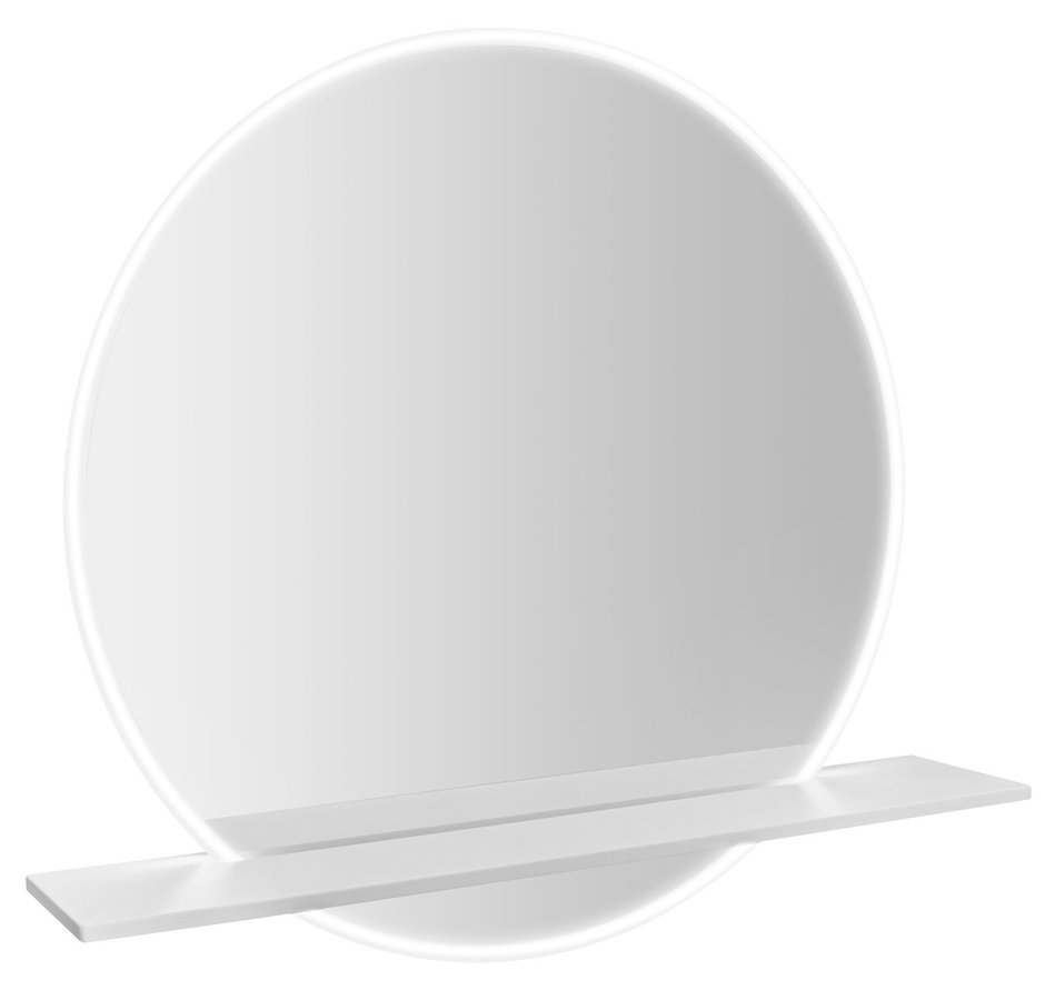 Levně VISO kulaté zrcadlo s LED osvětlením a policí ø 60cm, bílá mat VS060-02