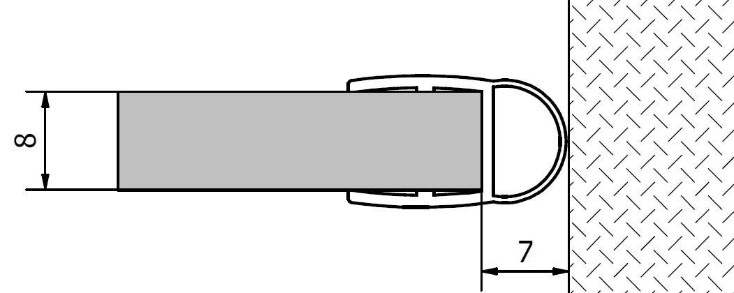 VITRA LINE těsnění mezi sklo a stěnu, 2000mm, na sklo 8mm 307A-08