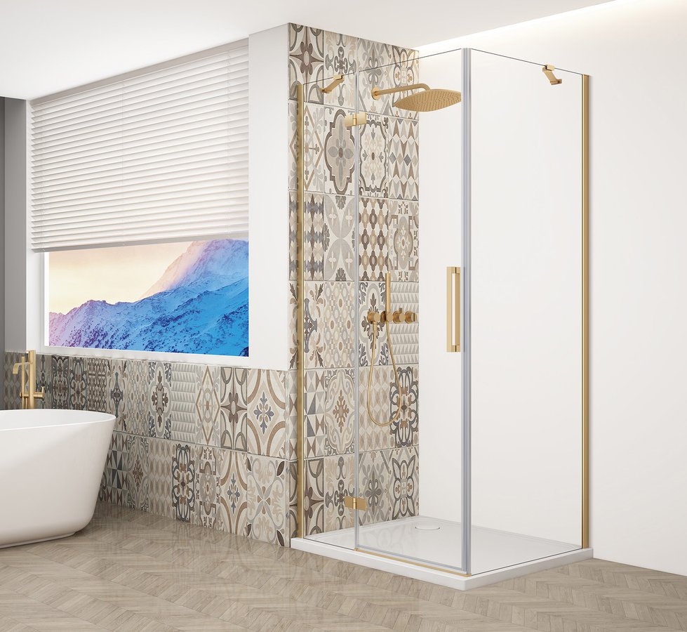 TRINITY GOLD MATT čtvercový sprchový kout 800x800mm, čiré sklo, levé GT5680-80CL-G