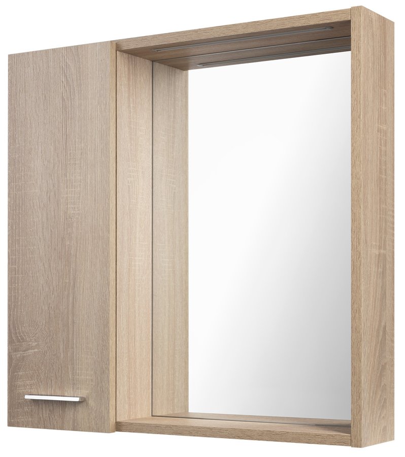 Levně ZOJA/KERAMIA FRESH STRIP galerka s LED osvětlením, 60x60x14cm, levá, dub platin 45027S