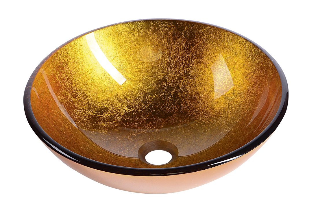 AGO sklenené umývadlo priemer 42 cm, zlate oranžová 2501-19