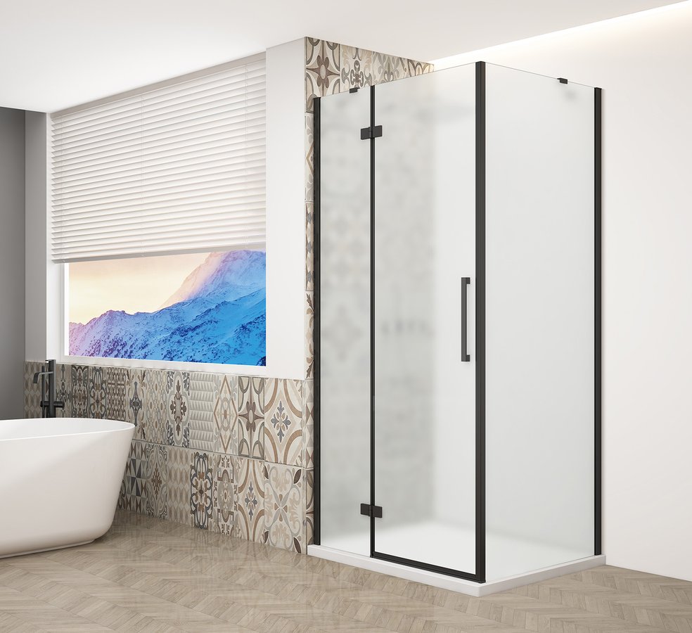 Levně TRINITY BLACK čtvercový sprchový kout 800x800mm, matné sklo, levé GT5680-80ML-B