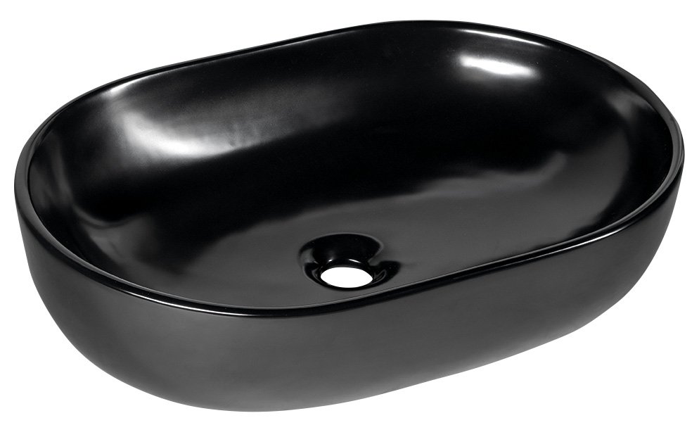 CALEO keramické umývadlo 60x42x14 cm, na dosku, čierna mat CA590B
