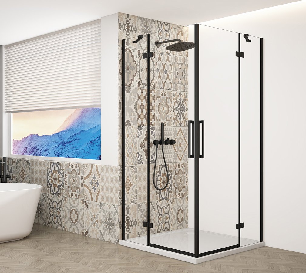 Levně TRINITY BLACK čtvercový sprchový kout 1100x1100mm, rohový vstup, čiré sklo GT2211-11C-B