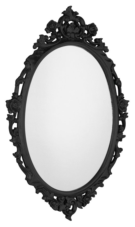 Oválne zrkadlo DESNA vo vyrezávanom ráme, 80x100cm, čierne IN357