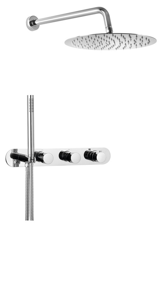 Levně Podomítkový sprchový set s termostatickou baterií a držákem ruční sprchy, 2 výstupy, kulatá, chrom MB623-02