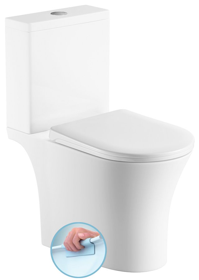 Levně VITO WC kombi, Rimless, spodní/zadní odpad, bílá PB105WR