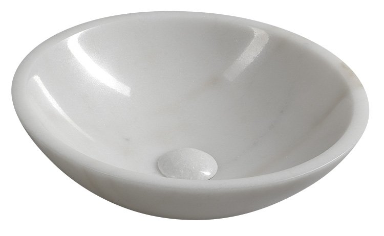 BLOK kamenné umývadlo priemer 40 cm, leštený biely mramor 2401-34