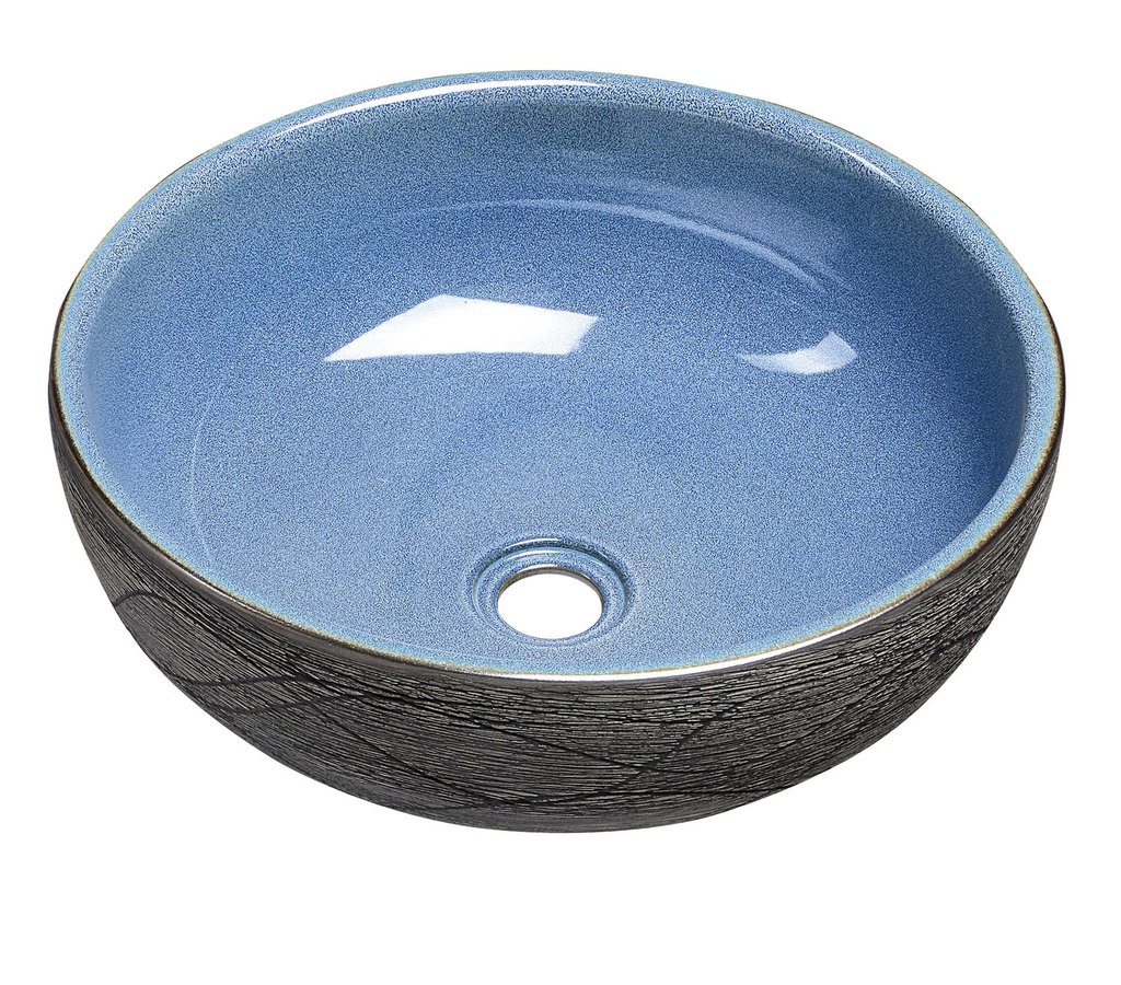 PRIORI keramické umývadlo, priemer 41cm, 15cm, modrá / šedá PI020
