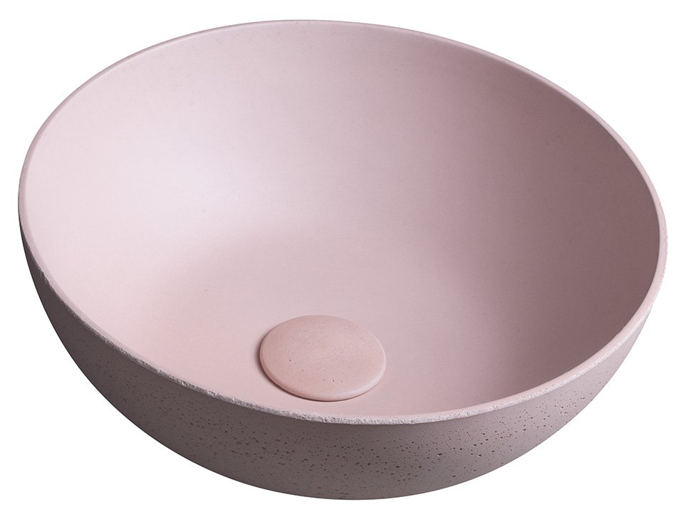 Levně FORMIGO betonové umyvadlo na desku, Ø 39cm, růžová FG321
