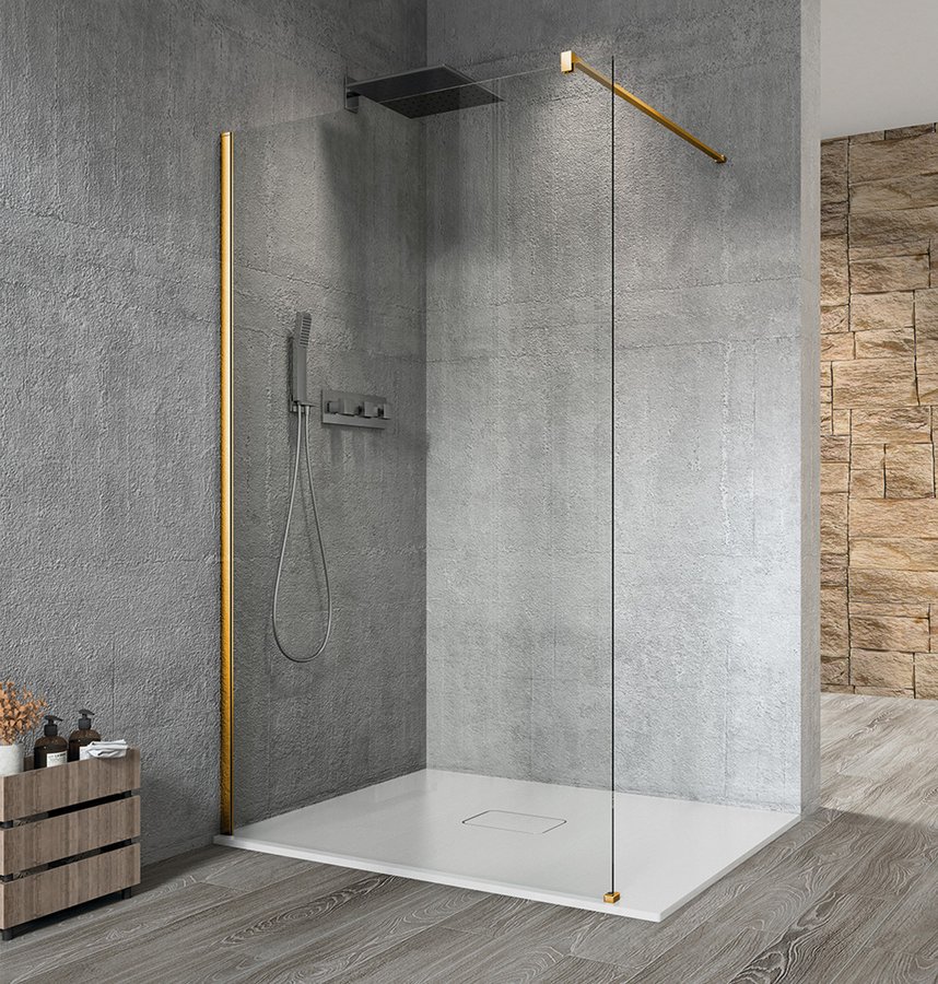 VARIO GOLD MATT jednodielna sprchová zástena na inštaláciu k stene, číre sklo, 900 mm GX1290-01