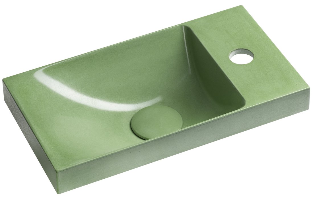 Levně AGOS betonové umývátko 40x22cm, levé/pravé, zelená pololesk AS40023