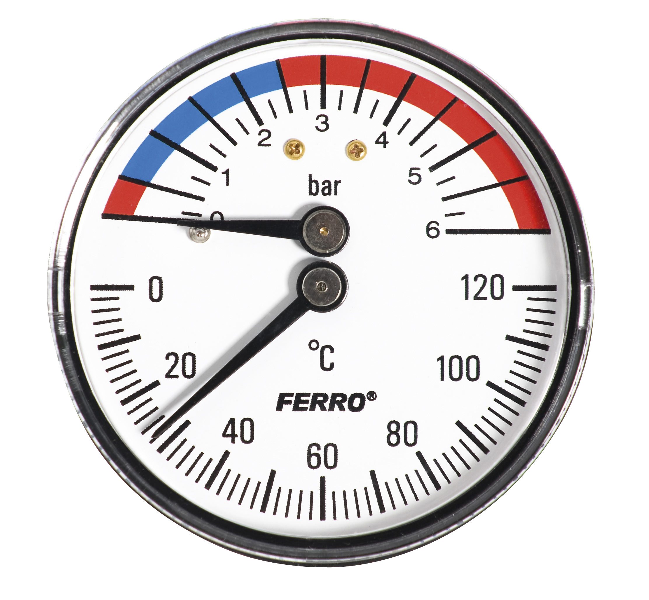 Termomanometr 63mm 1/2&quot; AXIÁLNÍ 0-6bar TM63A